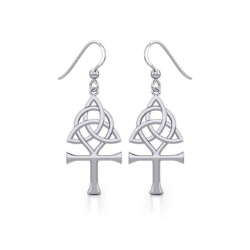 Triquetra and Ankh Silver Earrings TER1952 - Jewelry